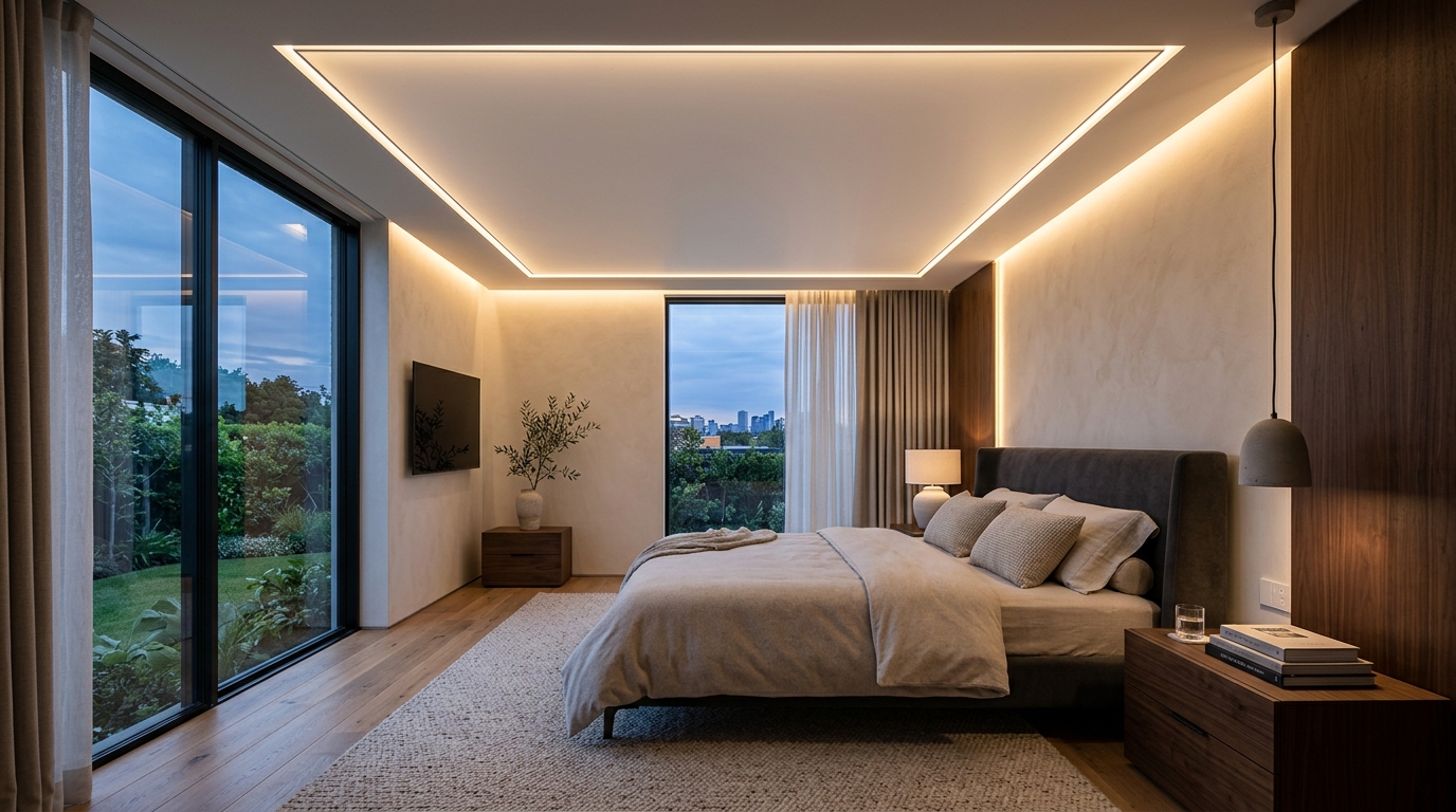 Plafon Melayang dengan hidden LED lighting