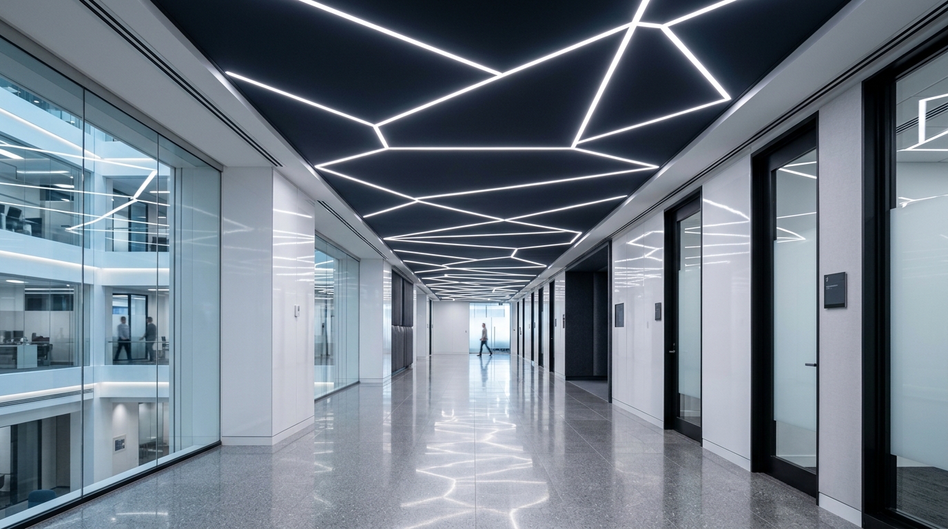 Garis Cahaya LED modern di lorong villa Bali